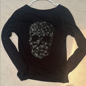 Zadig & Voltaire Black Long Sleeve Top with Skull Design